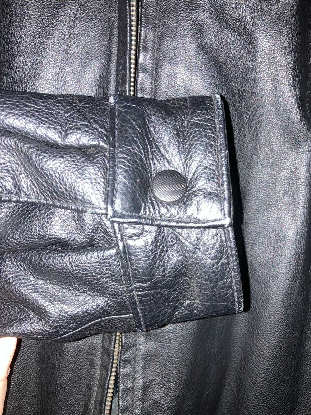St. John's Bay Black Leather Bomber Jacket - Picture 4 of 4